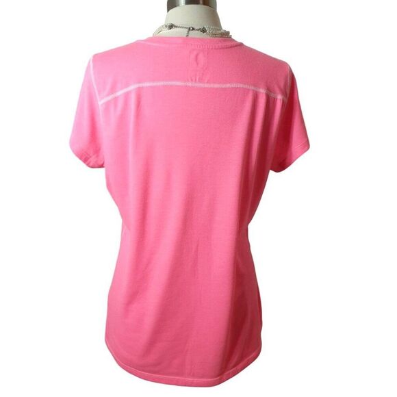 The North Face Womens Tee XL Pink V-Neck FlashDry Athletic Loose T-Shirt Fitness - Picture 4 of 8